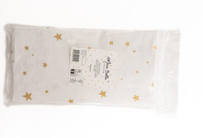 Nappe papier pliée 1.20x1.80m etoiles or fond blanc