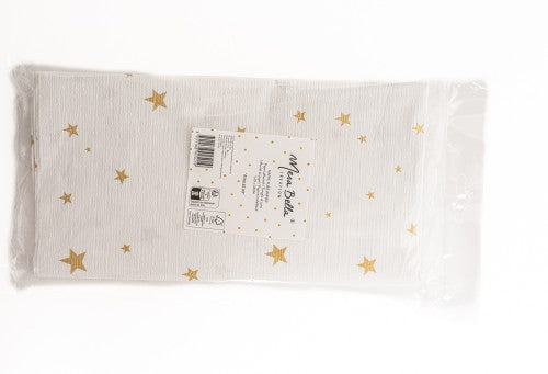 Nappe papier pliée 1.20x1.80m etoiles or fond blanc