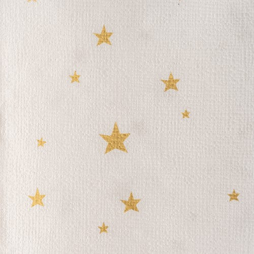 FOLDED PAPER TABLECLOTH 1.20X1.80M GOLD STARS WHITE BACKGROUND 