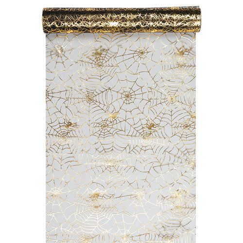 Chemin de table organza 28x400cm toile d'araignée or brillant