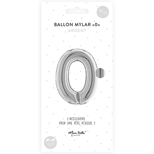 MYLAR BALLOON 36 CM "0" SILVER 