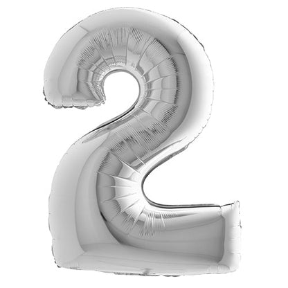 Ballon mylar 36 cm "2" argent