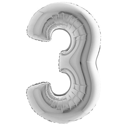Ballon mylar 36 cm "3" argent