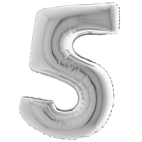 Ballon mylar 36 cm "5" argent