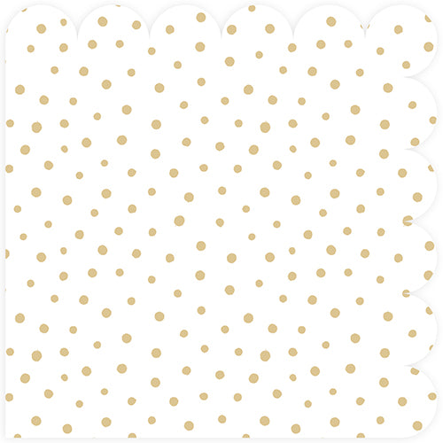 12 WHITE BISCUIT SHAPED NAPKINS WITH GOLD CHIC POLKA DOTS 