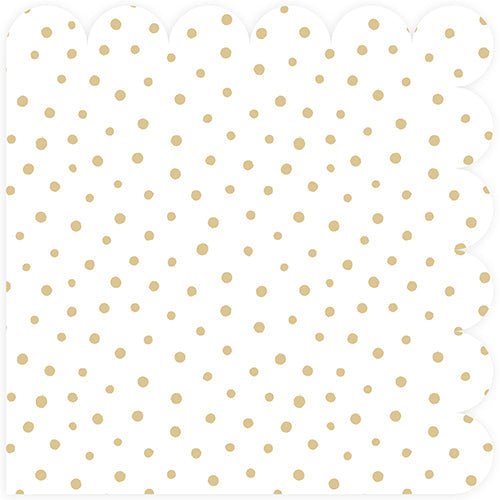 12 serviettes forme biscuit blanc pois chic or