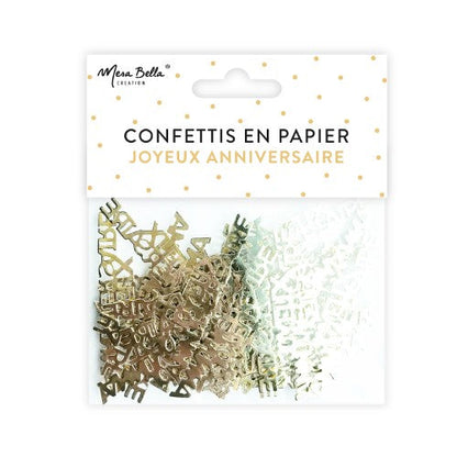 Confettis papier 4 grs joyeux anniversaire or