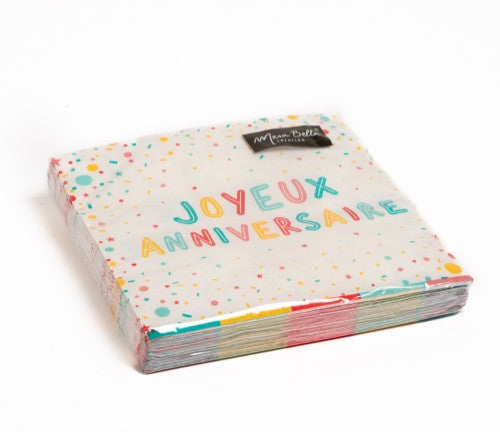 20 serviettes 33x33cm color party