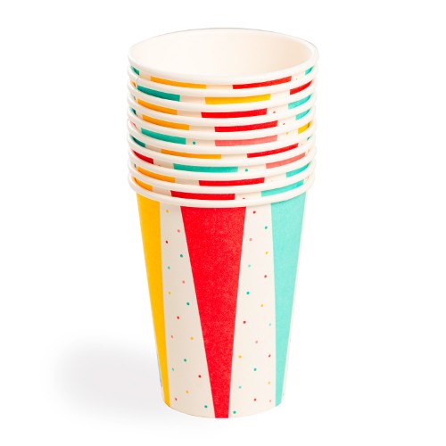 10 gobelets 21cl en carton chapiteau multicolore