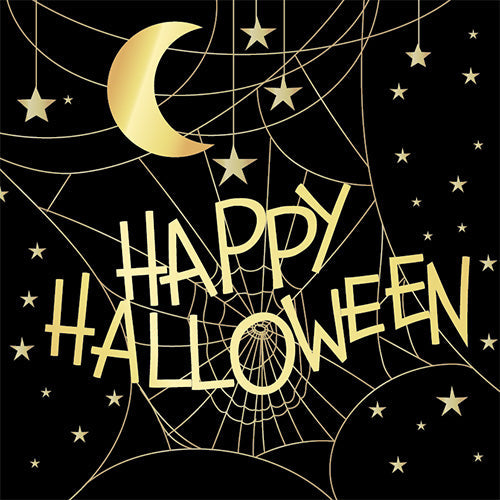 20 serviettes 33x33cm magie de la lune happy halloween or
