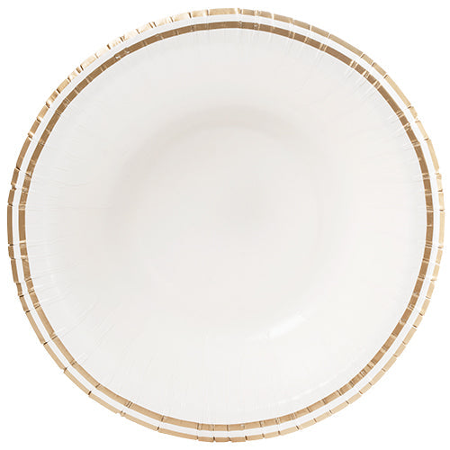 8 coupelles carton ø15cm blanches double lisere or