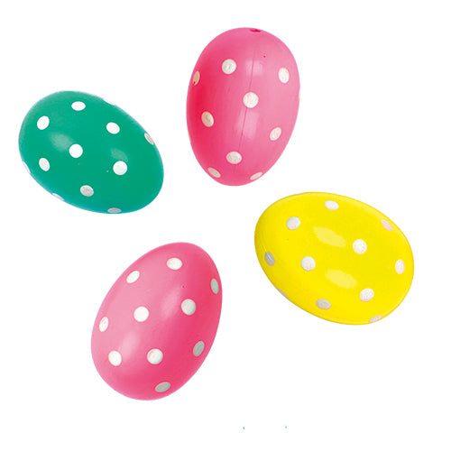 TUBO 10 SMALL EGGS FUCHSIA+MINT GREEN+YELLOW WITH WHITE DOTS 