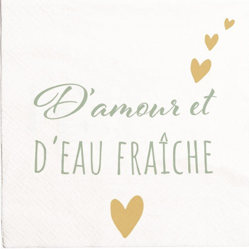 20 SERVIETTES 33X33CM D'AMOUR ET D'EAU FRAICHE