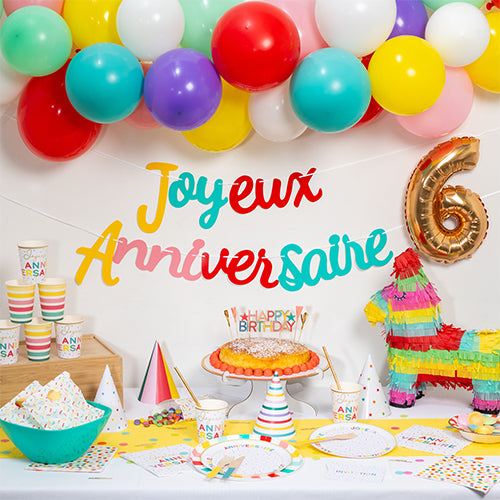 GUIRLANDE JOYEUX ANNIVERSAIRE MULTICOLORE 2M50