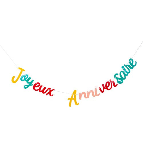 GUIRLANDE JOYEUX ANNIVERSAIRE MULTICOLORE 2M50