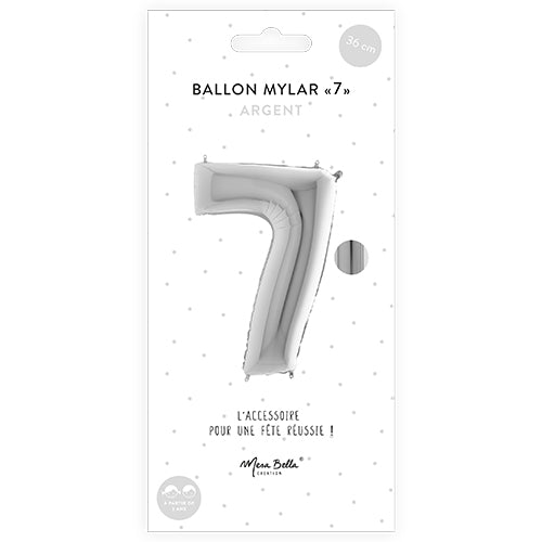 Mylar-Ballon 36 cm „7“ Silber 