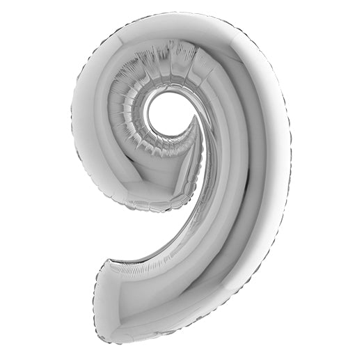 Ballon mylar 36 cm "9" argent