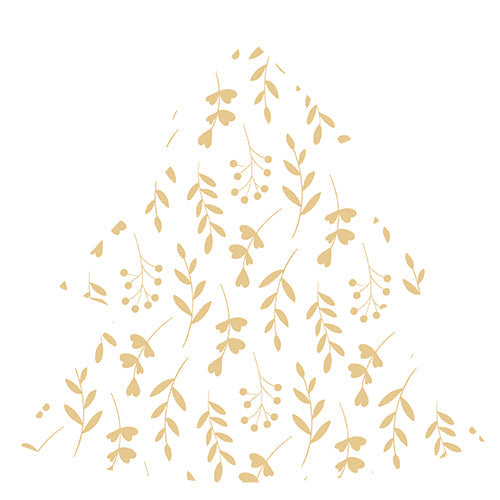 12 serviettes forme sapin leafy or fond blanc