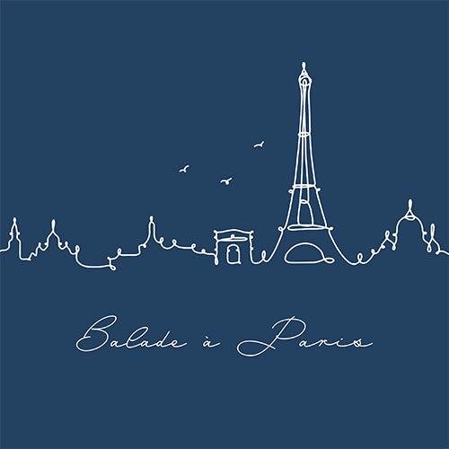 20 serviettes 33x33cm balade a paris bleu