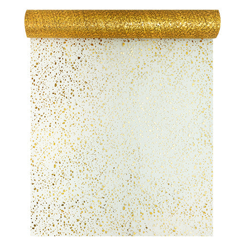 Chemin de table en tulle  28x400cm feuilles d'or