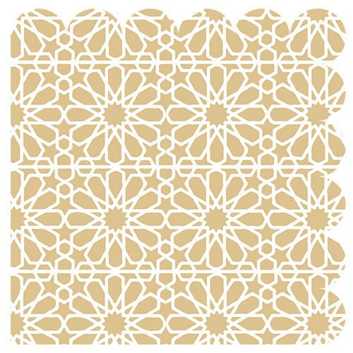 12 serviettes forme biscuit  mosaïque florale blanc fond or
