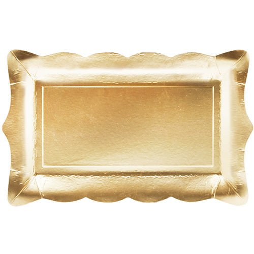 4 plateaux carton 23x16,5cm forme baroque or n°20