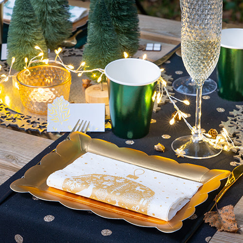 4 plateaux 34x23cm forme baroque or satine