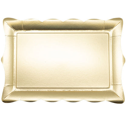 4 plateaux 34x23cm forme baroque or satine