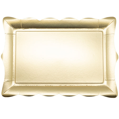 4 TRAYS 34X23CM BAROQUE SHAPE SATIN GOLD 