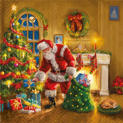 20 serviettes 33x33cm distribution du père noel