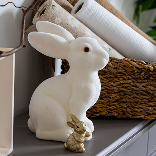 LAPIN EN VELOURS BLANC 12X8X15,3 CM