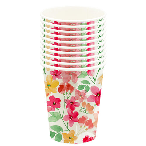 10 gobelets en carton 21cl romantic flowers