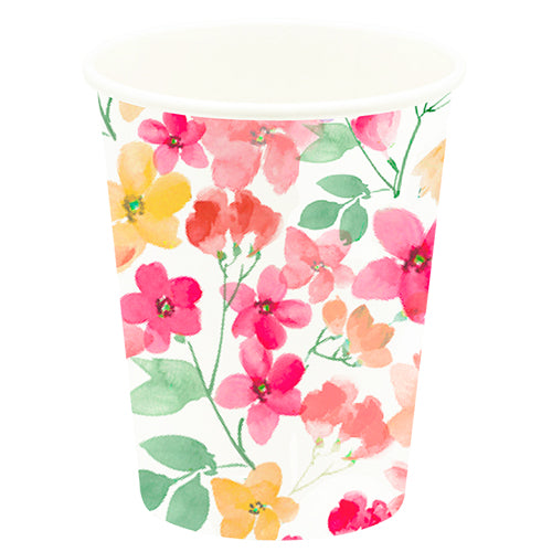 10 CARDBOARD CUPS 21CL ROMANTIC FLOWERS 