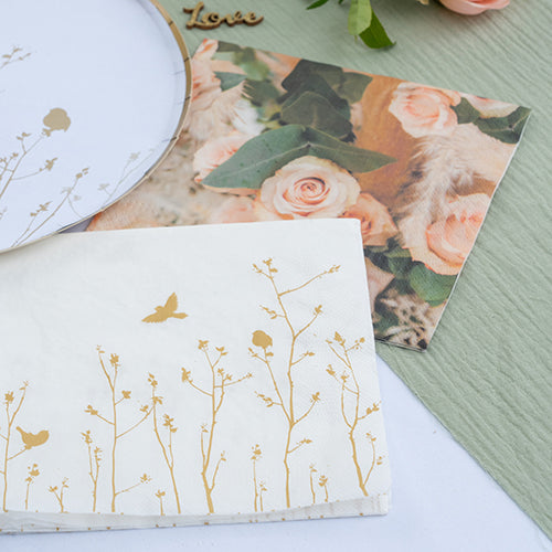 20 serviettes 33x33cm  joyeuse nature dore