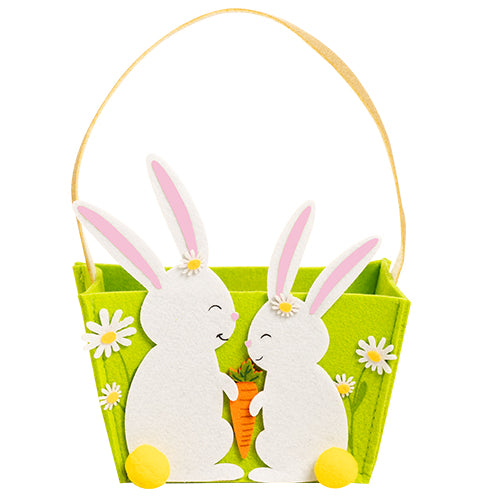 PANIER FEUTRINE DUO DE LAPINS VERT