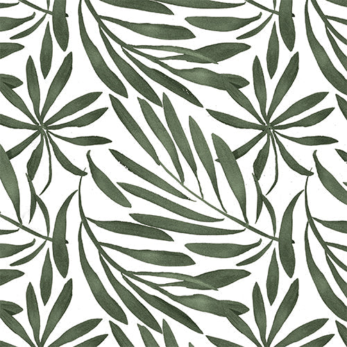 20 serviettes 40x40cm banksia vert fond blanc