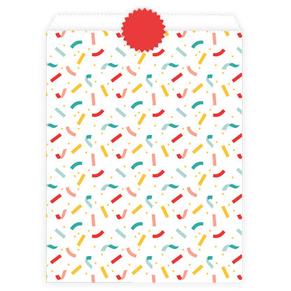 6 sachets bonbons confettis multico+stickers or