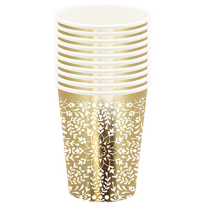 10 gobelets en carton 25cl or brillant escapade en orient blanc
