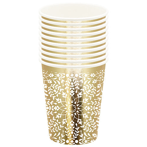 10 gobelets en carton 25cl or brillant escapade en orient blanc