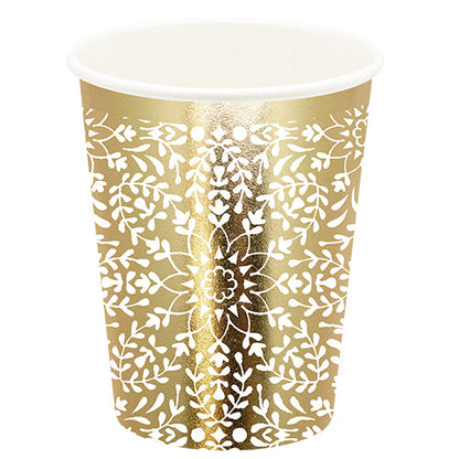 10 gobelets en carton 25cl or brillant escapade en orient blanc