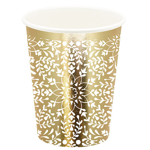 10 gobelets en carton 25cl or brillant escapade en orient blanc