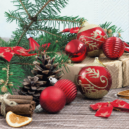 20 serviettes 33x33cm atelier couronne de noel