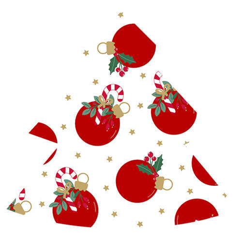 12 serviettes forme sapin boules & bouquet de noel