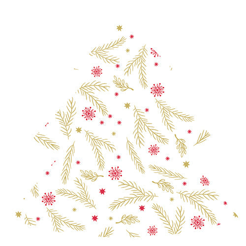 12 serviettes forme sapin cometes or et rouge