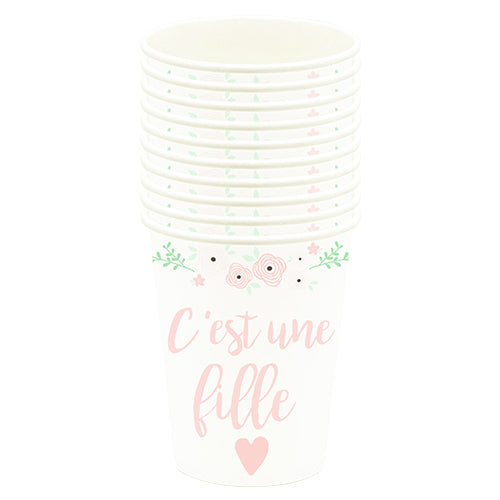 10 gobelets en carton 21cl c'est une fille