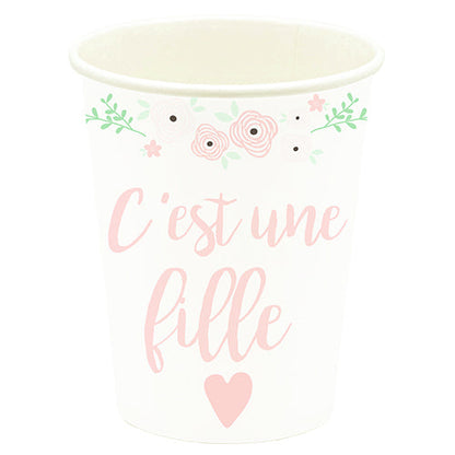 10 gobelets en carton 21cl c'est une fille