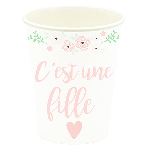 10 gobelets en carton 21cl c'est une fille