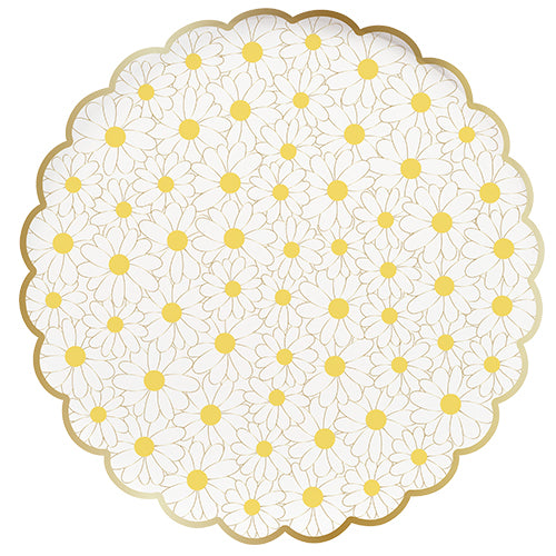 8 PLATES AIR RANGE 23CM FLOWER SHAPE MELI MELO OF DAISIES GOLD EDGING 