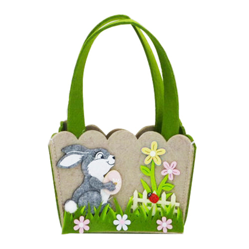 Panier en feutrine lapin a la chasse aux œufs