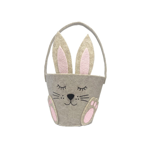 FELT BASKET SLEEPING RABBIT 